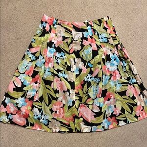 Talbots Floral A-Line Skirt - Black and Multicolor